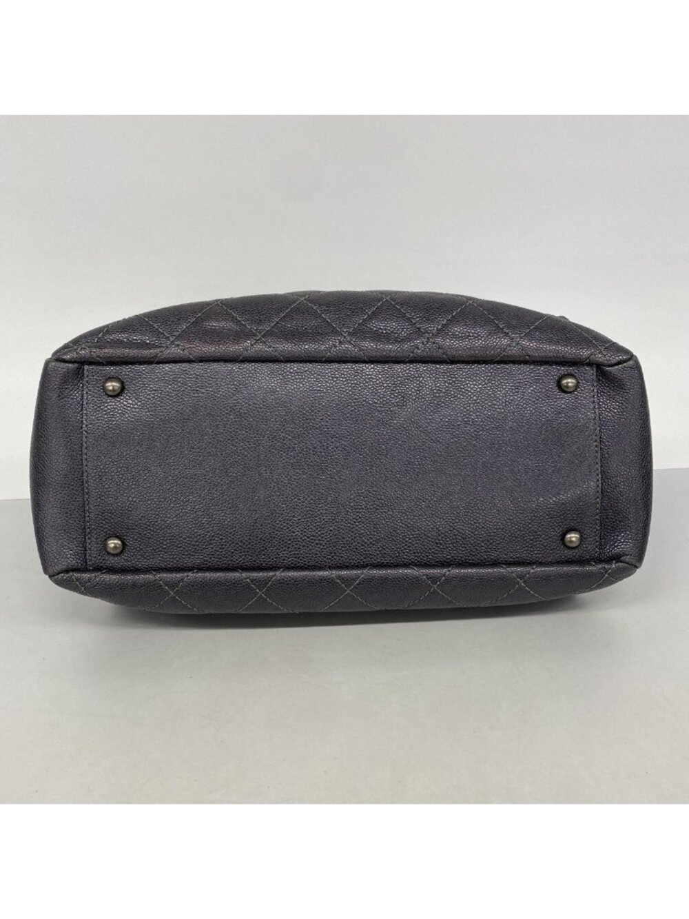 Chanel Chain Tote Quilted Caviar Leather Dark Gray Silver - Picture 3 of 10